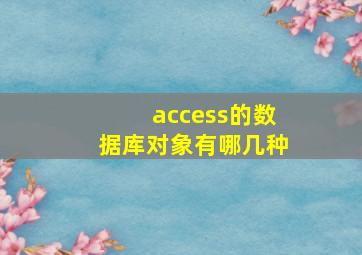 access的数据库对象有哪几种