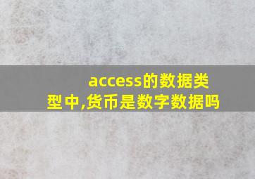 access的数据类型中,货币是数字数据吗