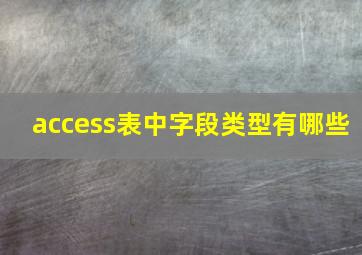 access表中字段类型有哪些