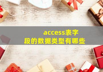 access表字段的数据类型有哪些