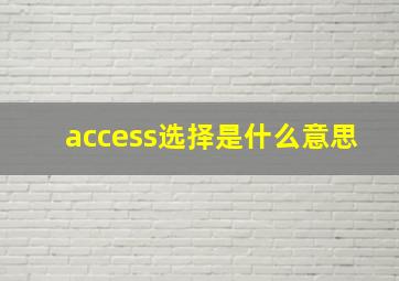 access选择是什么意思