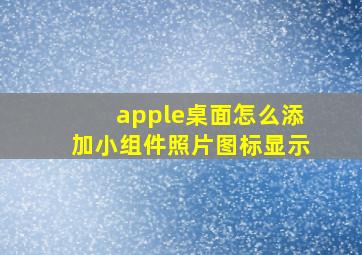 apple桌面怎么添加小组件照片图标显示