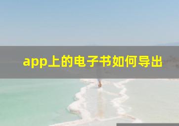 app上的电子书如何导出