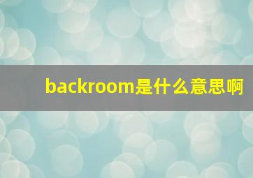 backroom是什么意思啊