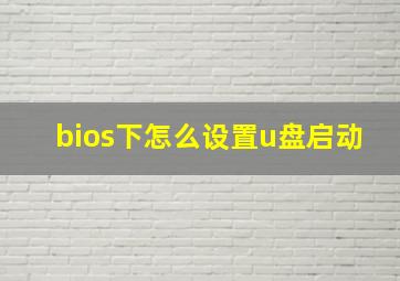 bios下怎么设置u盘启动