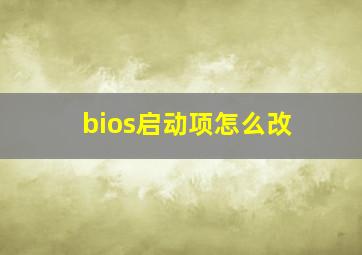 bios启动项怎么改