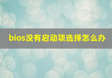 bios没有启动项选择怎么办