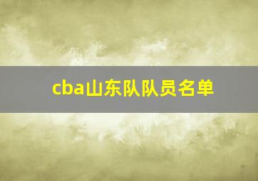 cba山东队队员名单