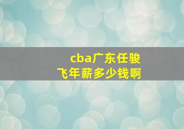 cba广东任骏飞年薪多少钱啊