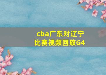 cba广东对辽宁比赛视频回放G4