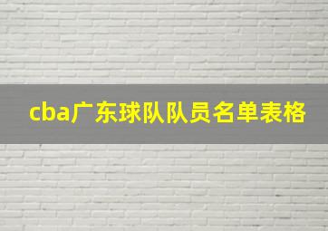 cba广东球队队员名单表格