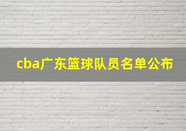 cba广东篮球队员名单公布