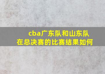 cba广东队和山东队在总决赛的比赛结果如何