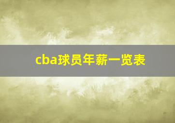 cba球员年薪一览表