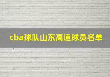 cba球队山东高速球员名单