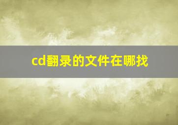 cd翻录的文件在哪找