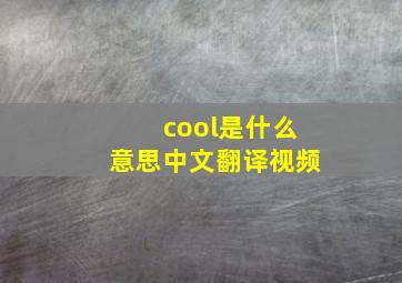 cool是什么意思中文翻译视频