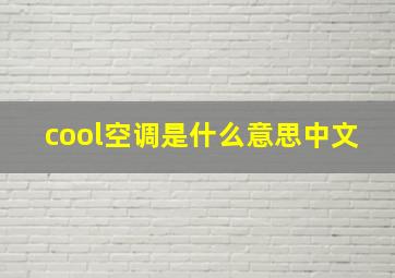 cool空调是什么意思中文