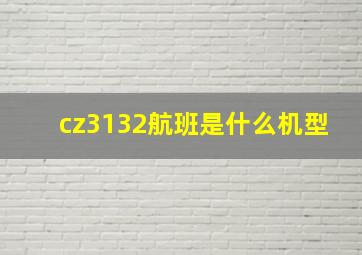 cz3132航班是什么机型