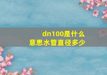 dn100是什么意思水管直径多少