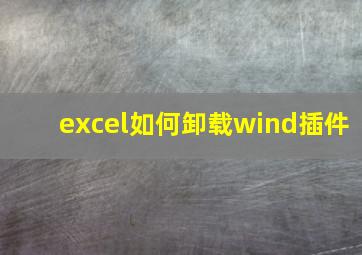 excel如何卸载wind插件