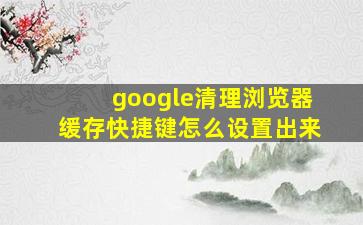 google清理浏览器缓存快捷键怎么设置出来