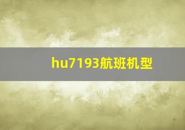 hu7193航班机型