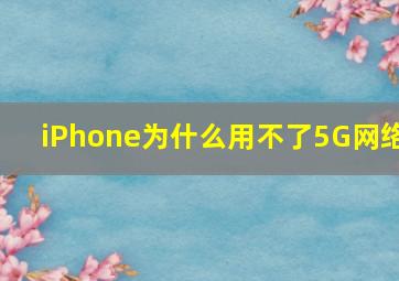 iPhone为什么用不了5G网络