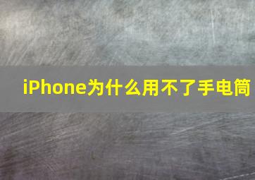 iPhone为什么用不了手电筒