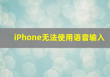 iPhone无法使用语音输入