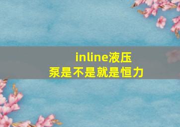 inline液压泵是不是就是恒力