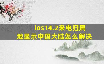 ios14.2来电归属地显示中国大陆怎么解决