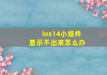 ios14小组件显示不出来怎么办