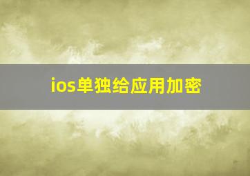 ios单独给应用加密