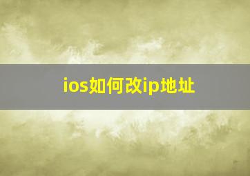 ios如何改ip地址