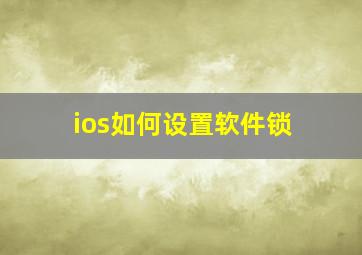 ios如何设置软件锁