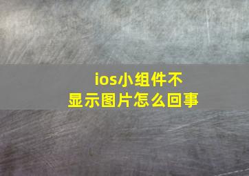 ios小组件不显示图片怎么回事