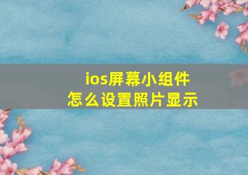 ios屏幕小组件怎么设置照片显示