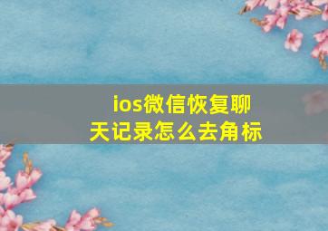 ios微信恢复聊天记录怎么去角标