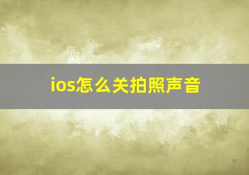 ios怎么关拍照声音