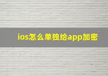 ios怎么单独给app加密