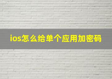 ios怎么给单个应用加密码