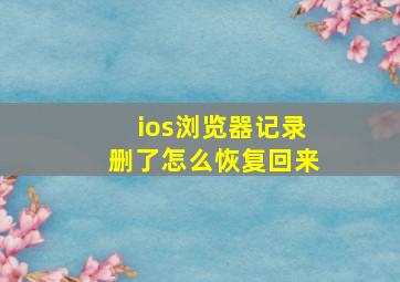 ios浏览器记录删了怎么恢复回来