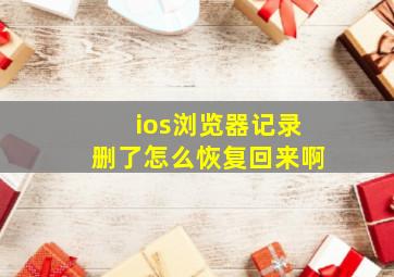 ios浏览器记录删了怎么恢复回来啊