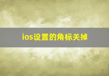 ios设置的角标关掉