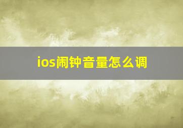 ios闹钟音量怎么调