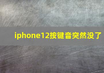 iphone12按键音突然没了