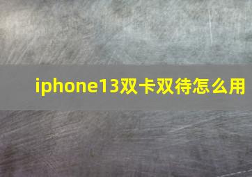 iphone13双卡双待怎么用