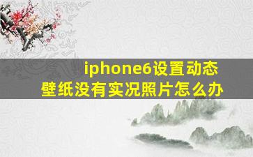 iphone6设置动态壁纸没有实况照片怎么办