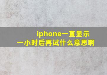 iphone一直显示一小时后再试什么意思啊